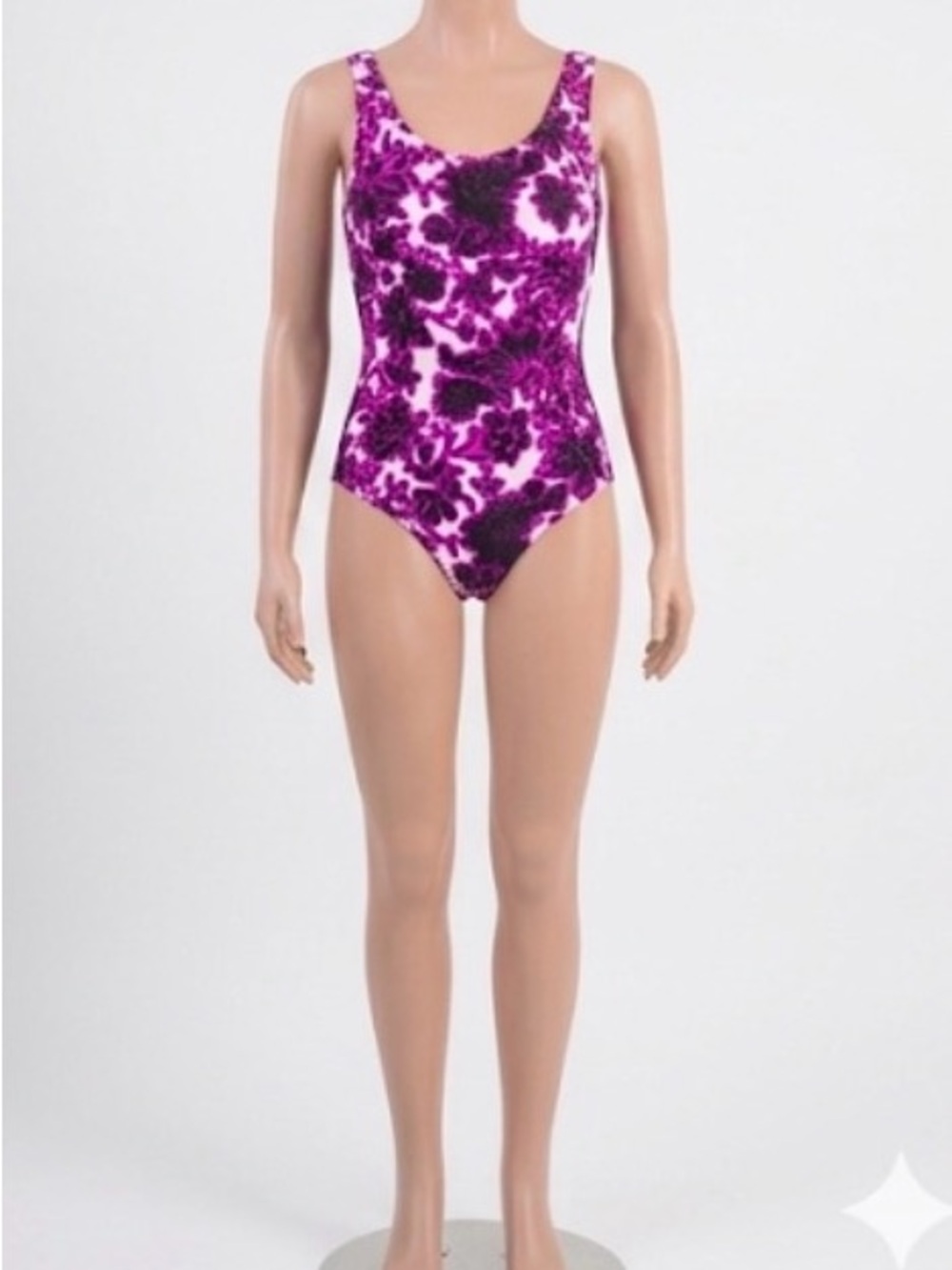 Women's Magenta Floral Scoop-Back One-Piece Swimsuit